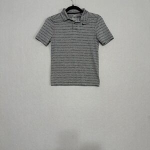 Nike Dri-FIT Boys Small Grey Striped Space Dye Short Sleeve Golf Polo Shirt
